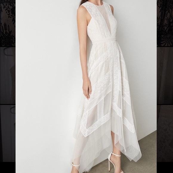 BCBG Max Azria Lace and Tulle kerchief Maxi Dress 4 - Picture 2 of 7
